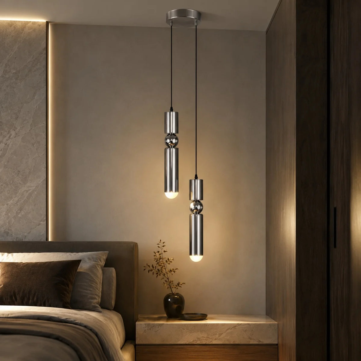 RoyaleGlow Modern Black Geometric Dimmable LED Pendant Light Fixture - Royale Basic