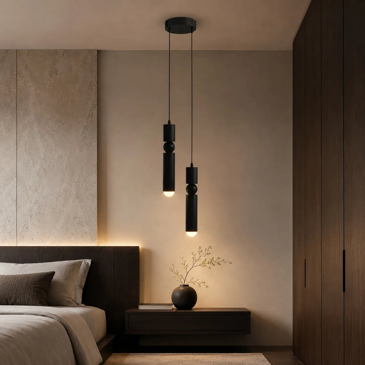 RoyaleGlow Modern Black Geometric Dimmable LED Pendant Light Fixture - Royale Basic