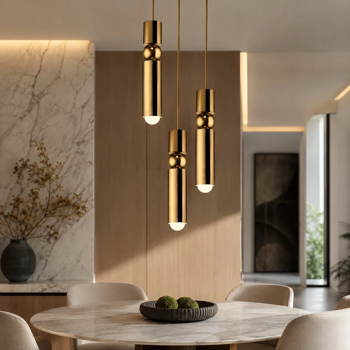 RoyaleGlow Modern Black Geometric Dimmable LED Pendant Light Fixture - Royale Basic