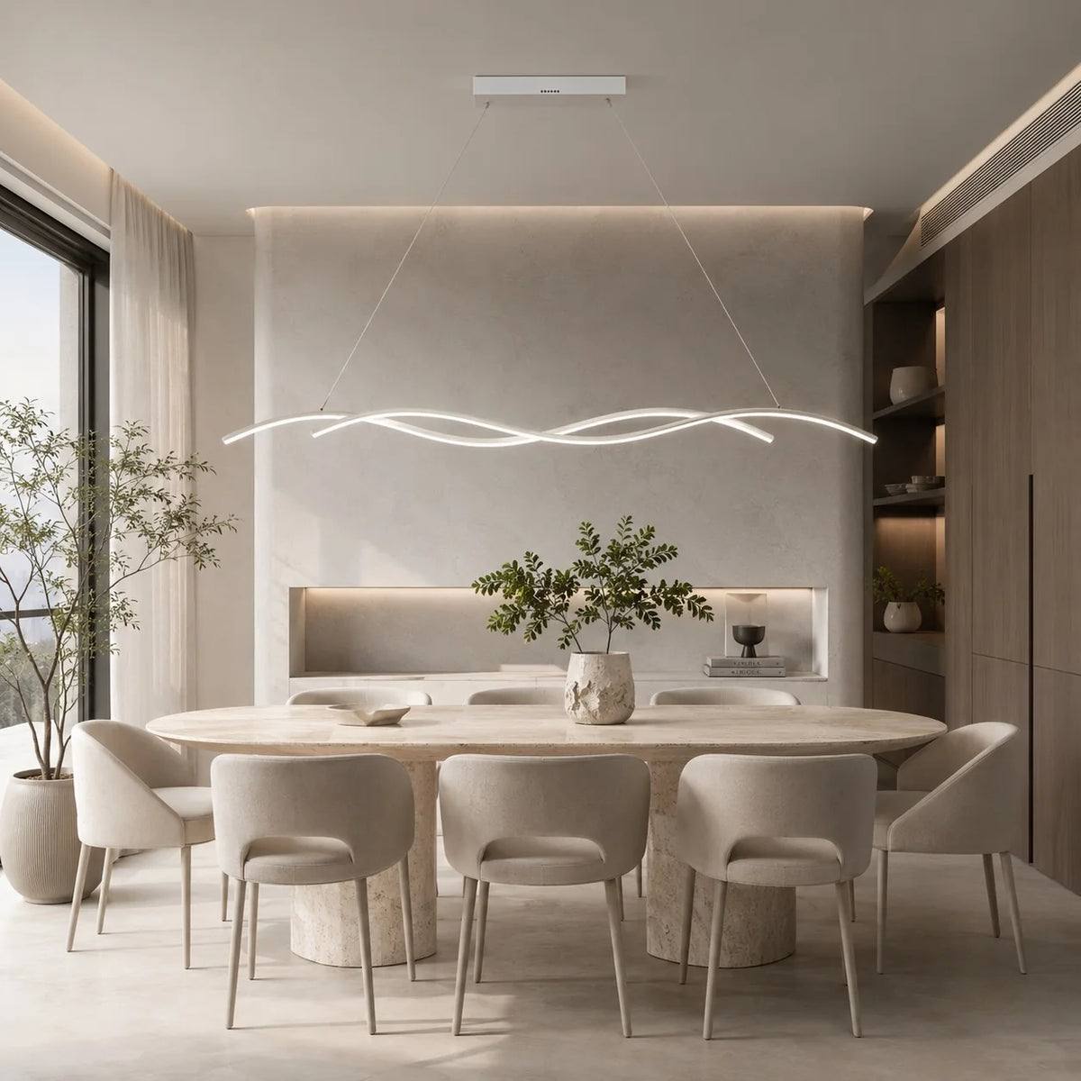RoyaleGlow Modern Black Linear LED Pendant Light Dimmable Kitchen Island Hanging Fixture - Royale Basic