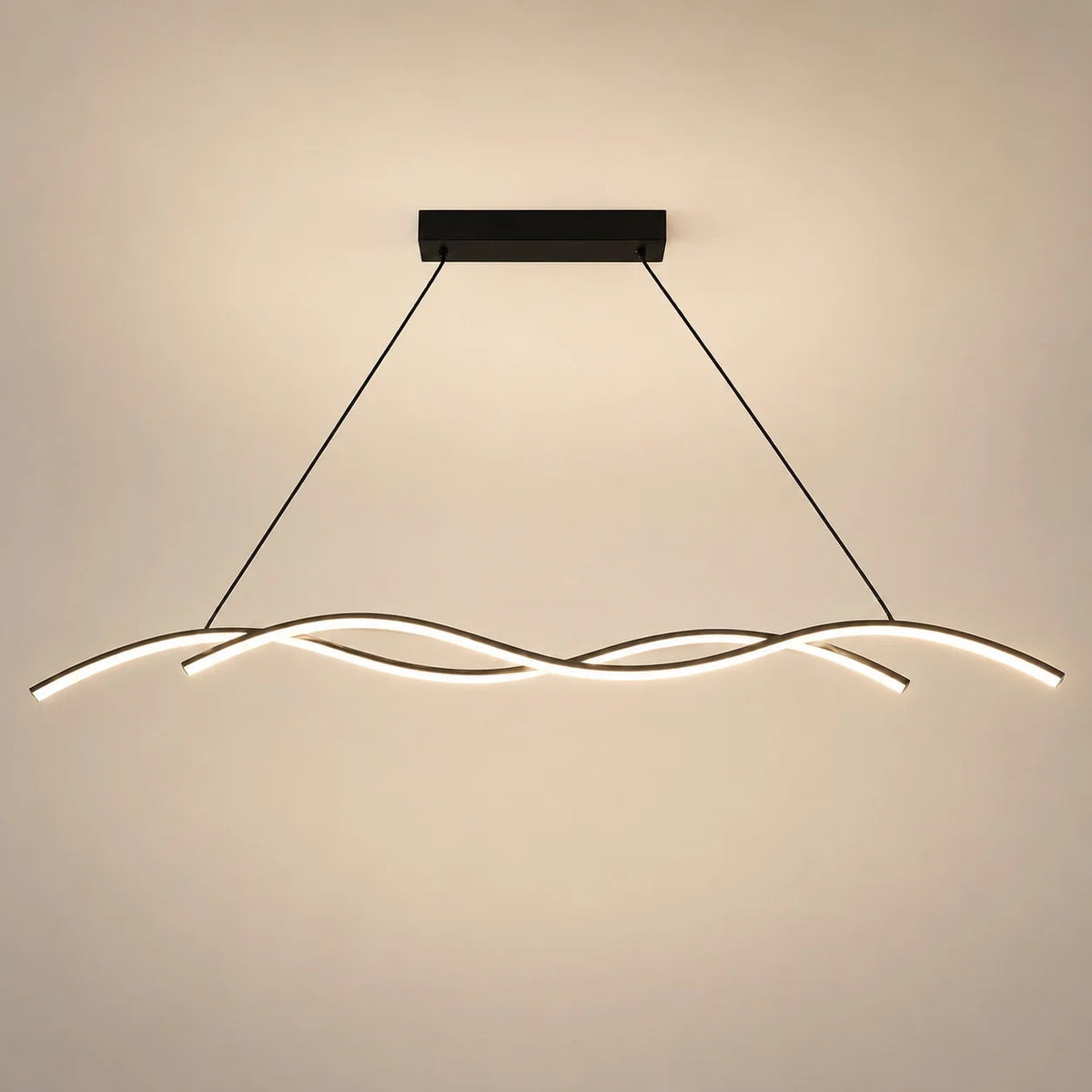 RoyaleGlow Modern Black Linear LED Pendant Light Dimmable Kitchen Island Hanging Fixture - Royale Basic