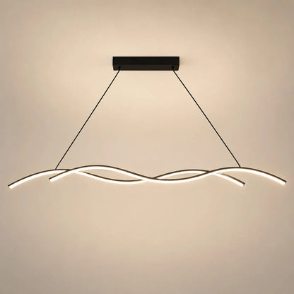 RoyaleGlow Modern Black Linear LED Pendant Light Dimmable Kitchen Island Hanging Fixture - Royale Basic