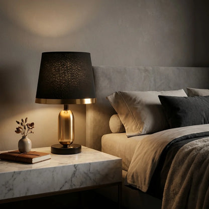 RoyaleGlow Modern Brass Bedside Table Lamp Touch Control LED Light - Royale Basic