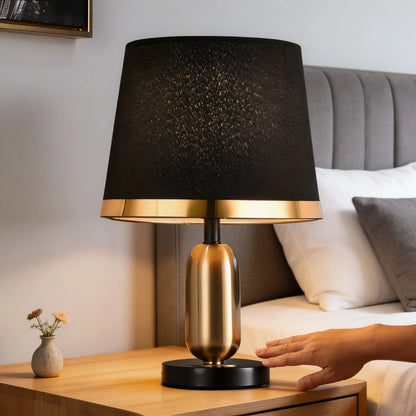 RoyaleGlow Modern Brass Bedside Table Lamp Touch Control LED Light - Royale Basic