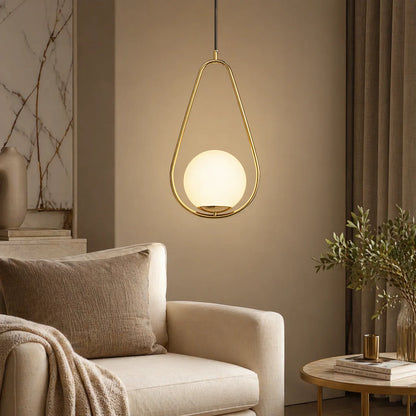 RoyaleGlow Modern Brass Glass Globe Hanging Pendant Light Fixture - Royale Basic