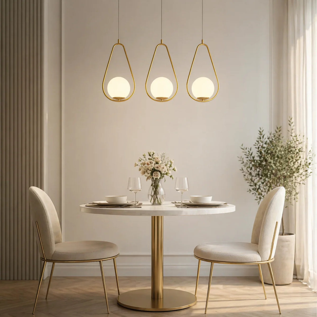 RoyaleGlow Modern Brass Glass Globe Hanging Pendant Light Fixture - Royale Basic