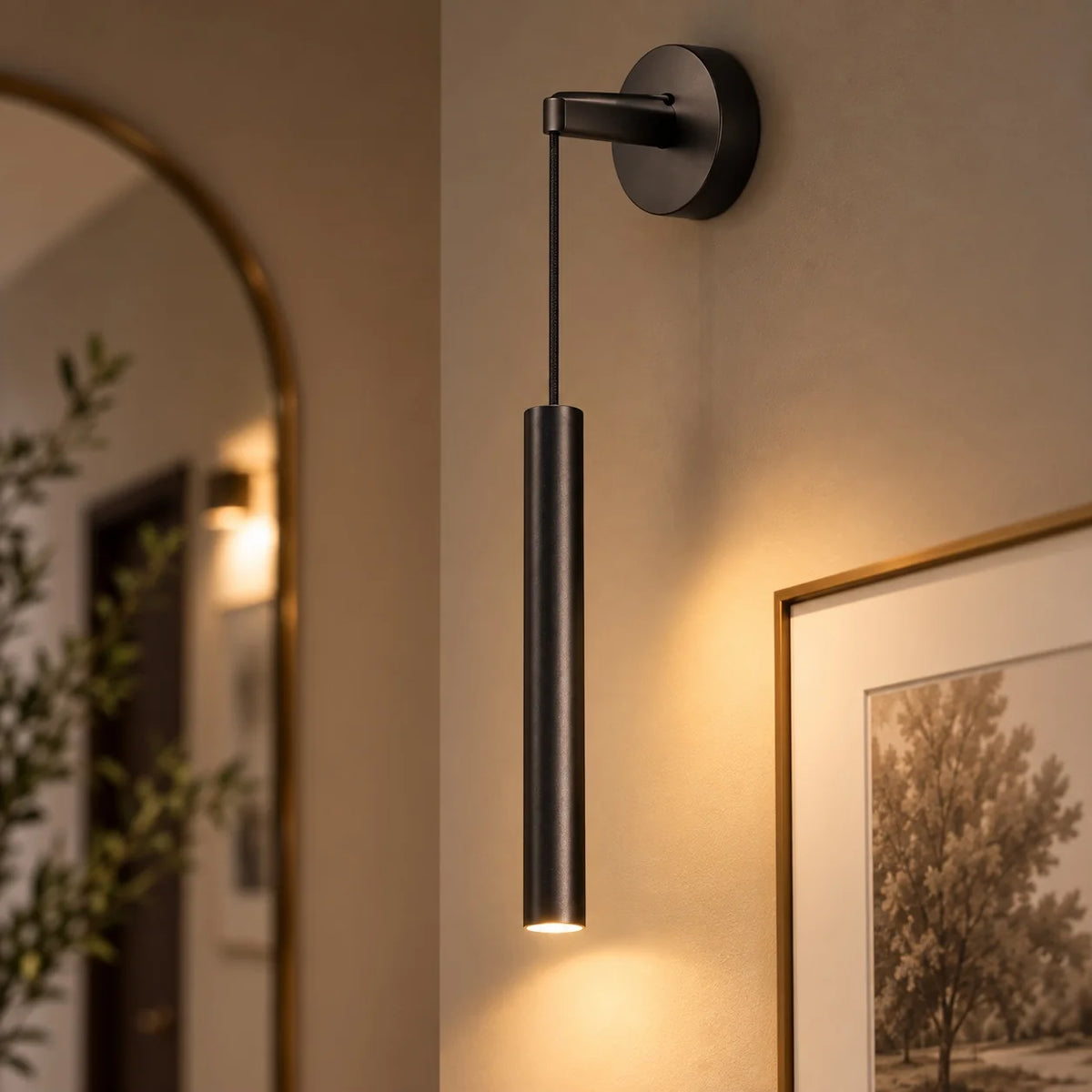 RoyaleGlow Modern Brass LED Wall Sconce Dimmable Indoor Light Fixture - Royale Basic