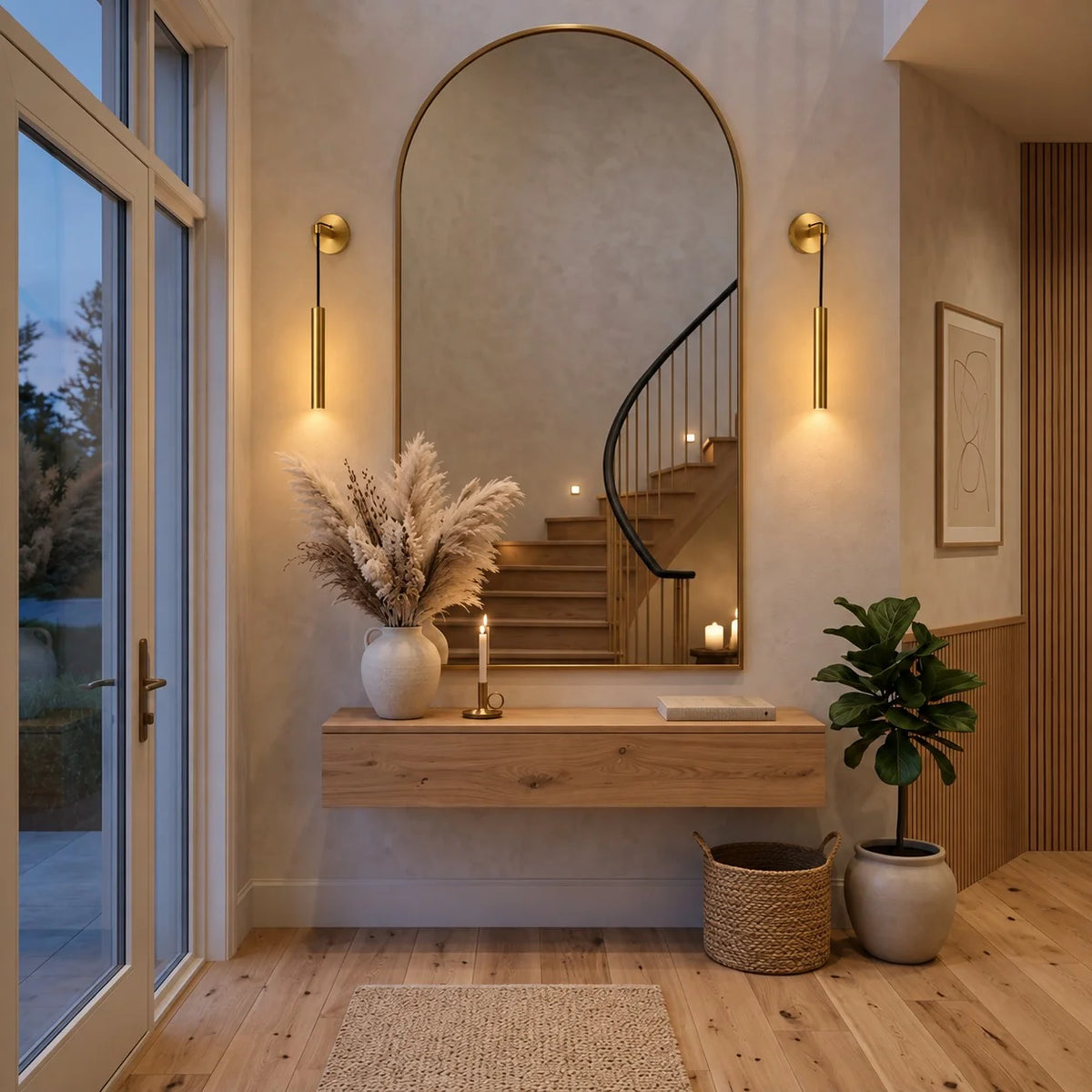 RoyaleGlow Modern Brass LED Wall Sconce Dimmable Indoor Light Fixture - Royale Basic