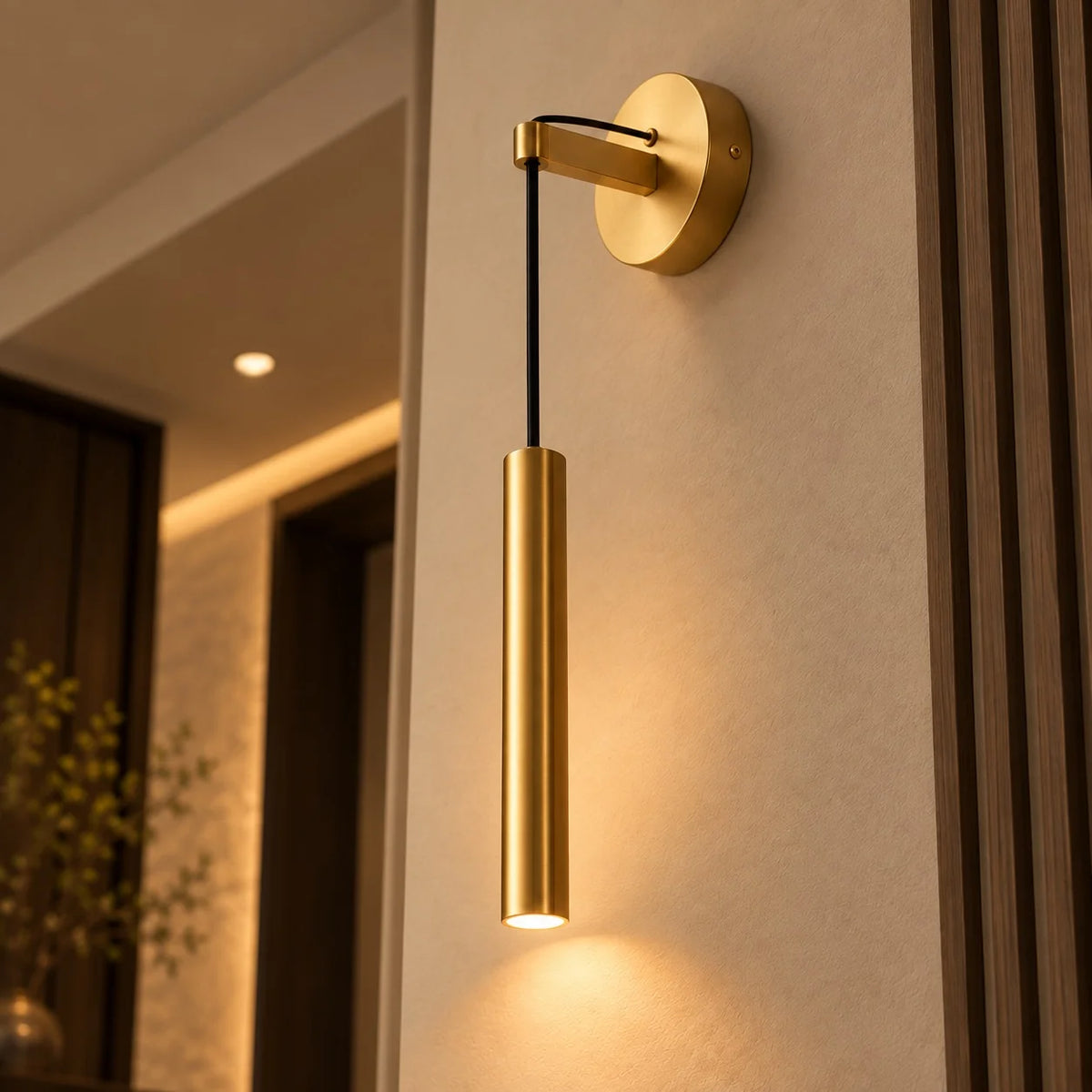 RoyaleGlow Modern Brass LED Wall Sconce Dimmable Indoor Light Fixture - Royale Basic