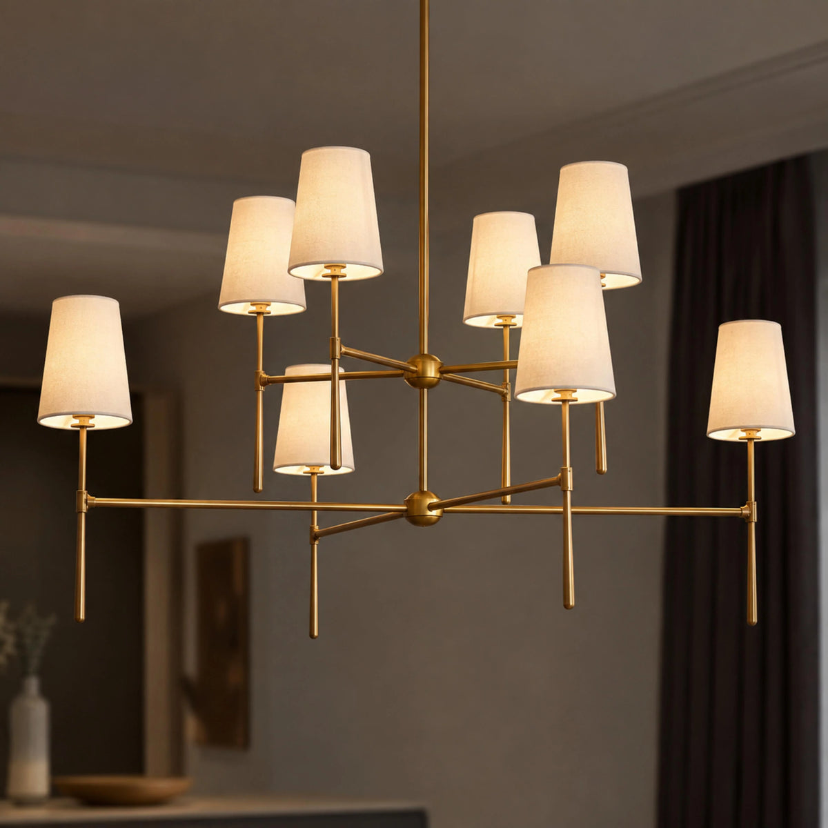 RoyaleGlow Modern Chandelier Hanging Light Fixture Metal LED Dining Room - Royale Basic