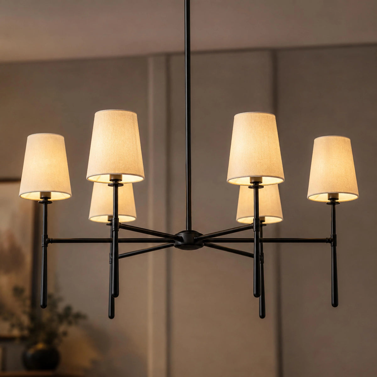 RoyaleGlow Modern Chandelier Hanging Light Fixture Metal LED Dining Room - Royale Basic