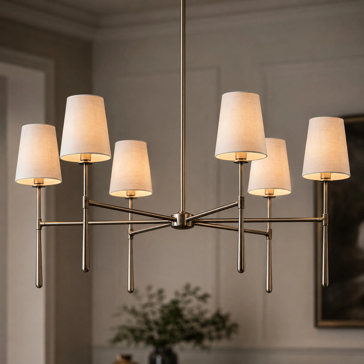 RoyaleGlow Modern Chandelier Hanging Light Fixture Metal LED Dining Room - Royale Basic