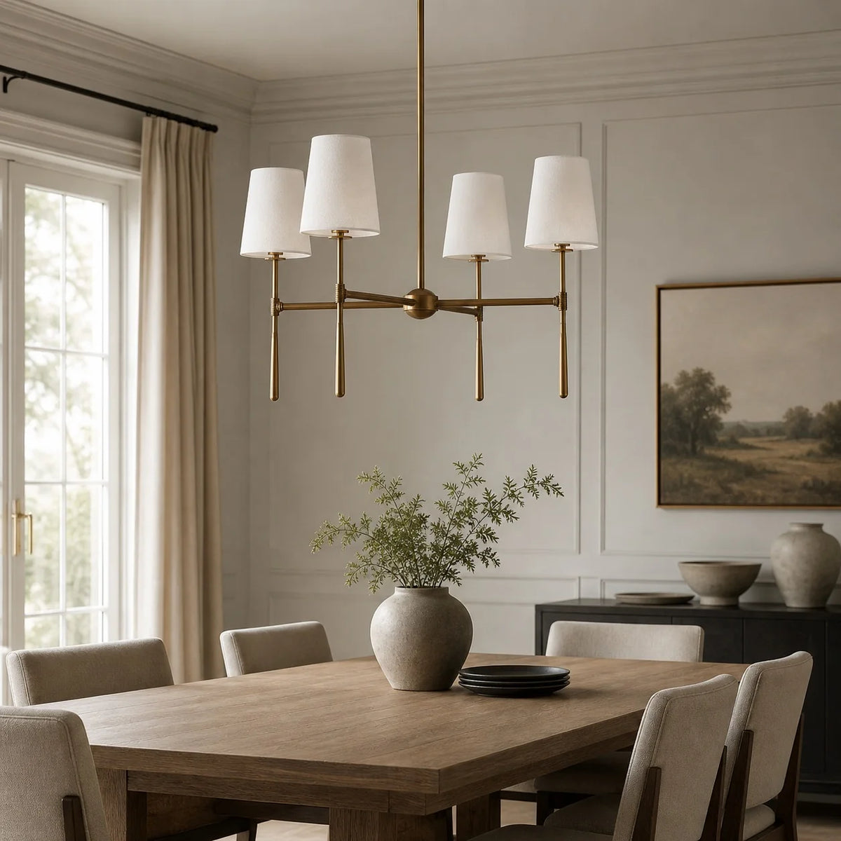 RoyaleGlow Modern Chandelier Hanging Light Fixture Metal LED Dining Room - Royale Basic