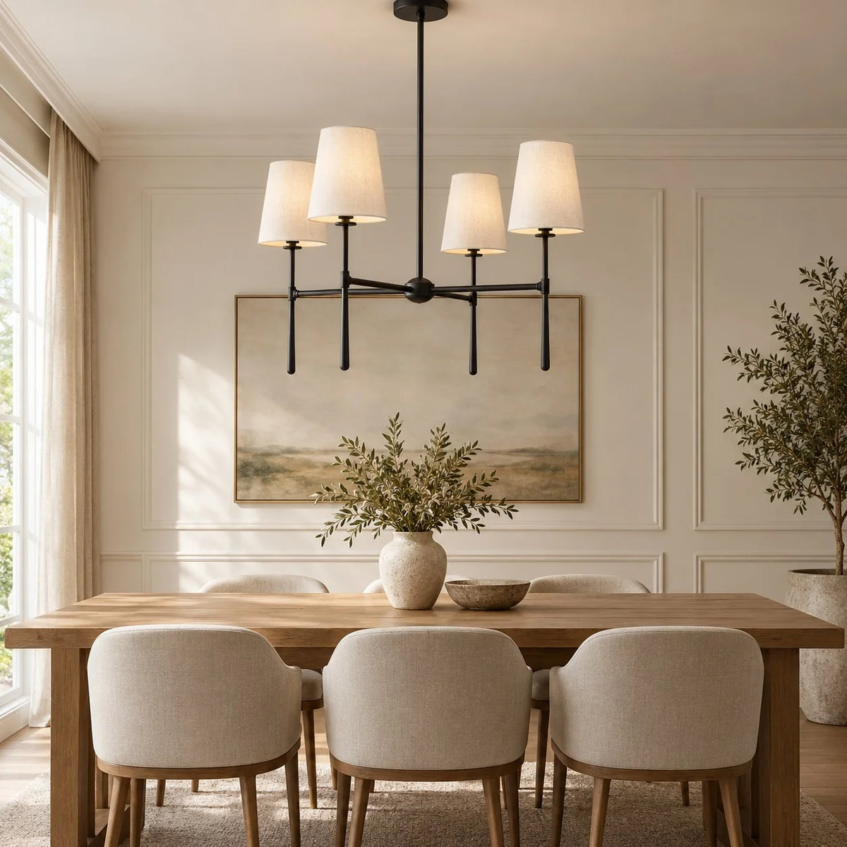 RoyaleGlow Modern Chandelier Hanging Light Fixture Metal LED Dining Room - Royale Basic