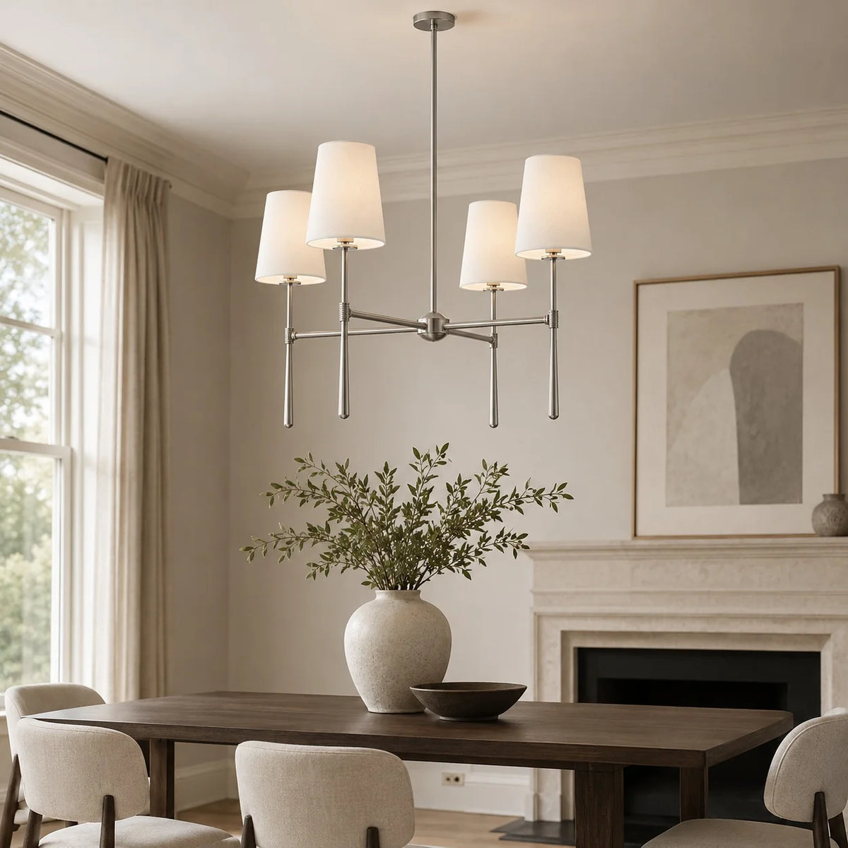 RoyaleGlow Modern Chandelier Hanging Light Fixture Metal LED Dining Room - Royale Basic
