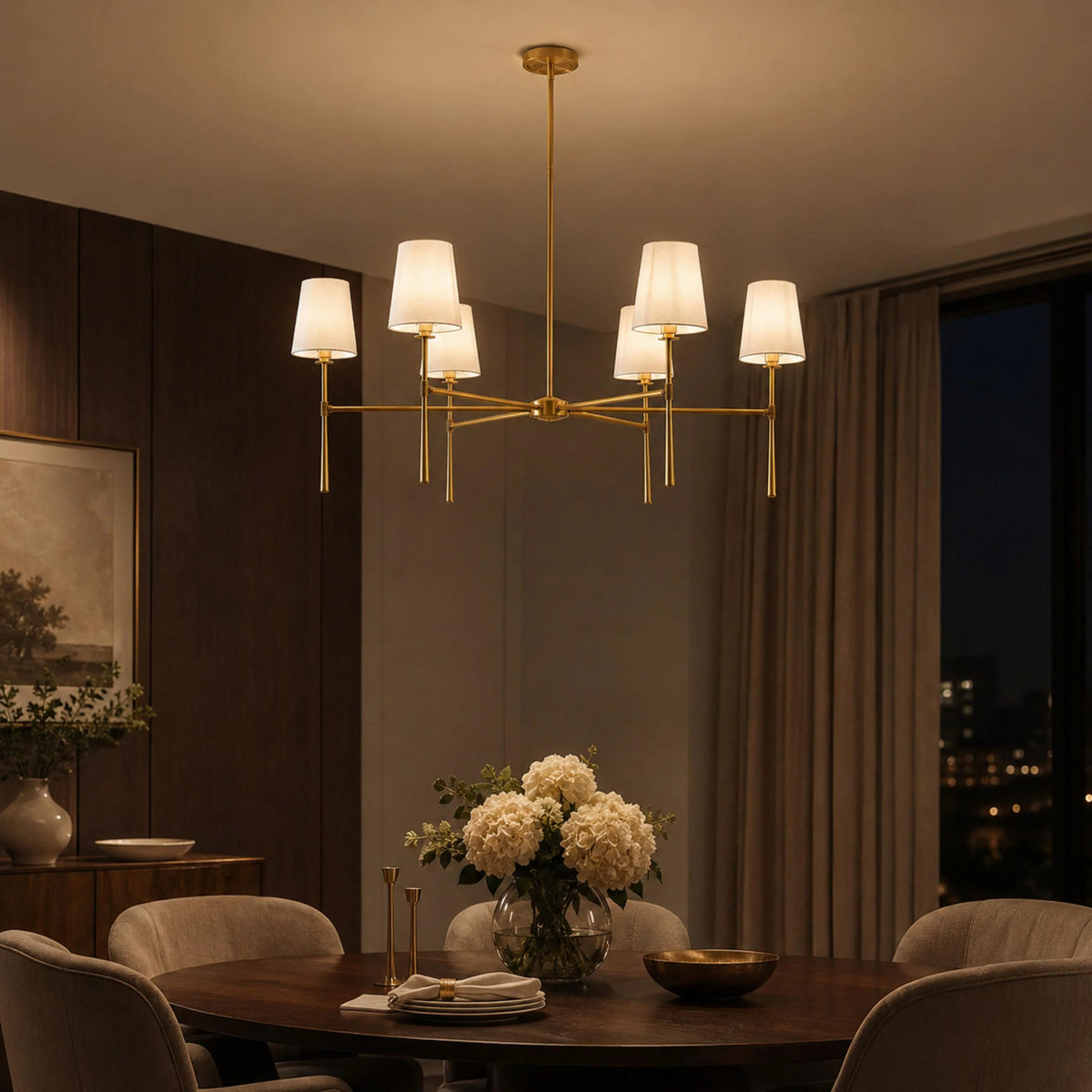 RoyaleGlow Modern Chandelier Hanging Light Fixture Metal LED Dining Room - Royale Basic