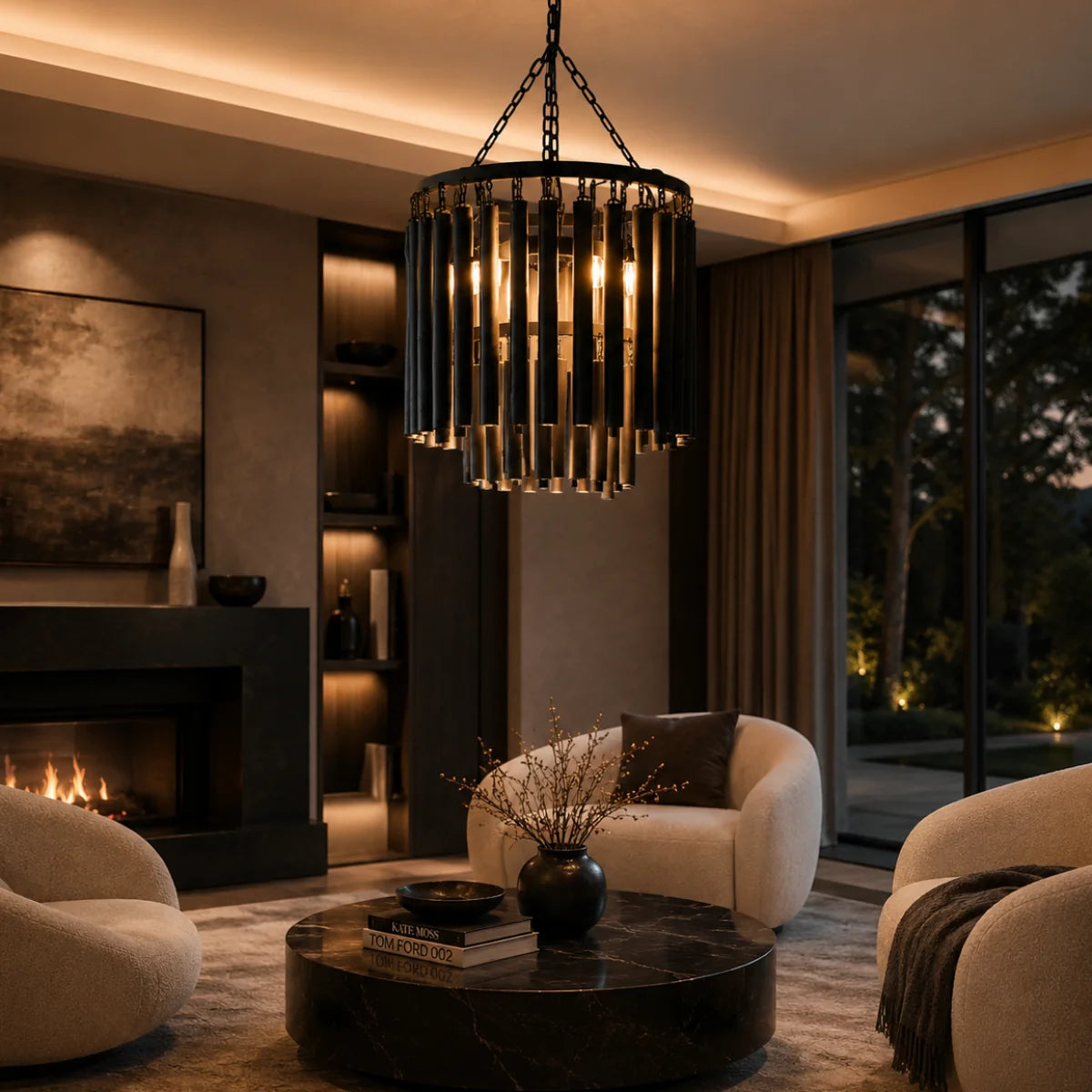 RoyaleGlow Modern Circular Hanging Chandelier Light Fixture - Royale Basic
