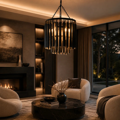 RoyaleGlow Modern Circular Hanging Chandelier Light Fixture - Royale Basic