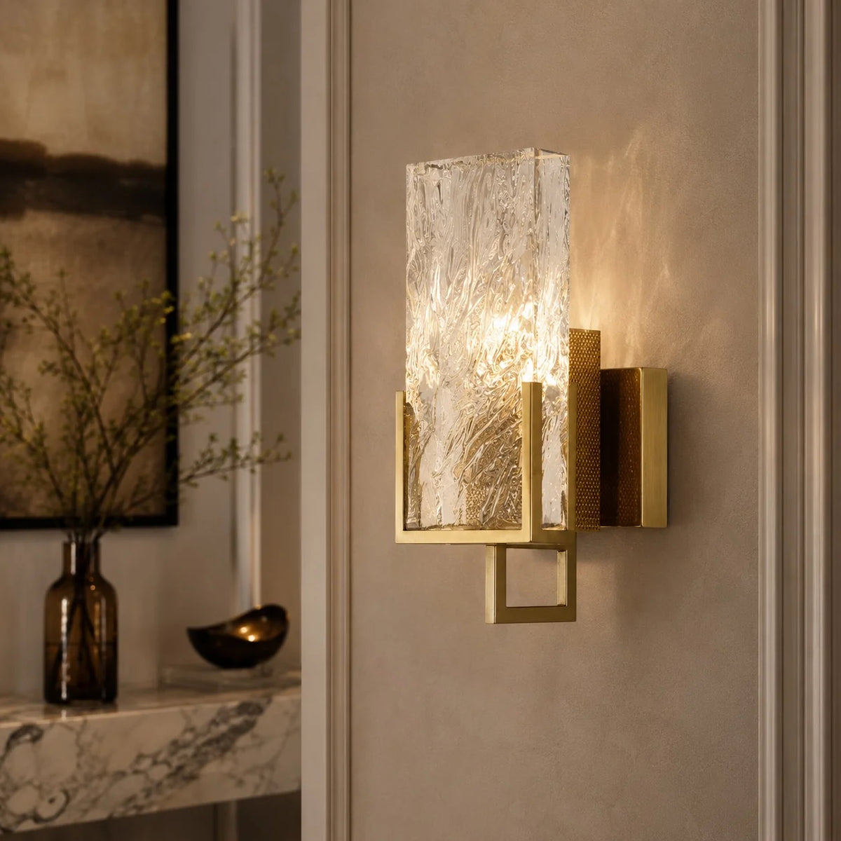RoyaleGlow Modern Crystal Wall Sconce Light Fixture Metal Frame E14 LED Hardwired Wall Lamp - Royale Basic