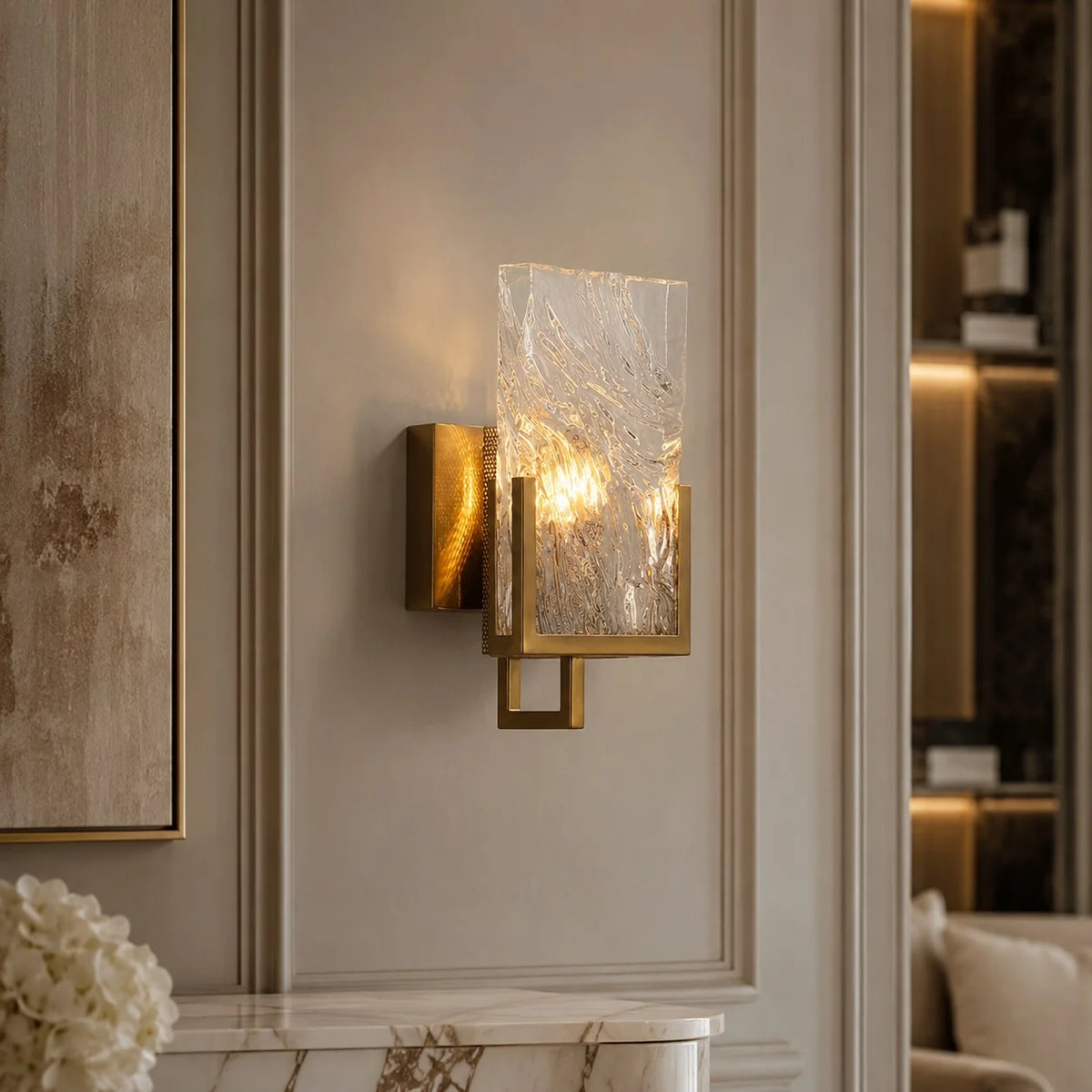 RoyaleGlow Modern Crystal Wall Sconce Light Fixture Metal Frame E14 LED Hardwired Wall Lamp - Royale Basic