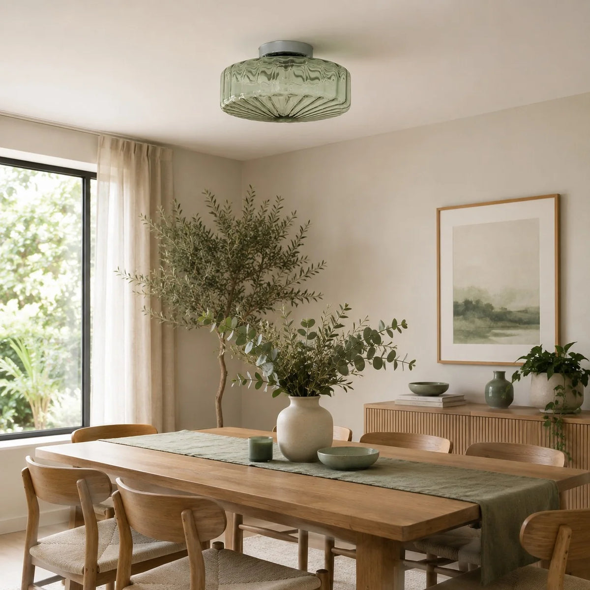 RoyaleGlow Modern Flush Mount Ceiling Light Chrome Corrugated Glass LED Fixture - Royale Basic