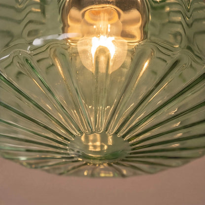 RoyaleGlow Modern Flush Mount Ceiling Light Chrome Corrugated Glass LED Fixture - Royale Basic
