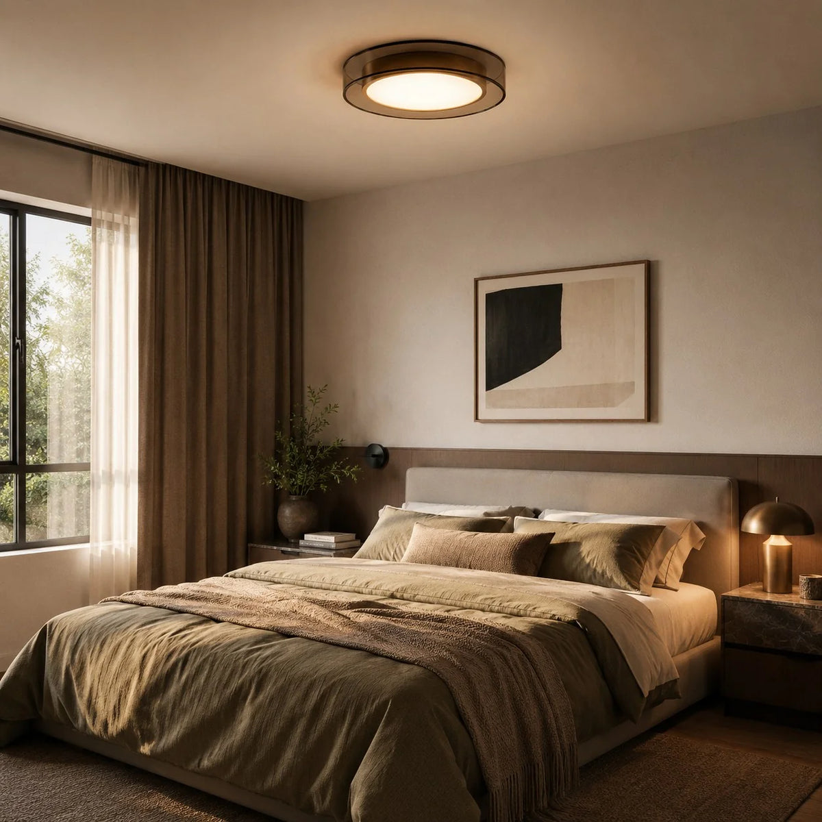 RoyaleGlow Modern Flush Mount LED Ceiling Light with Layered Glass - Royale Basic