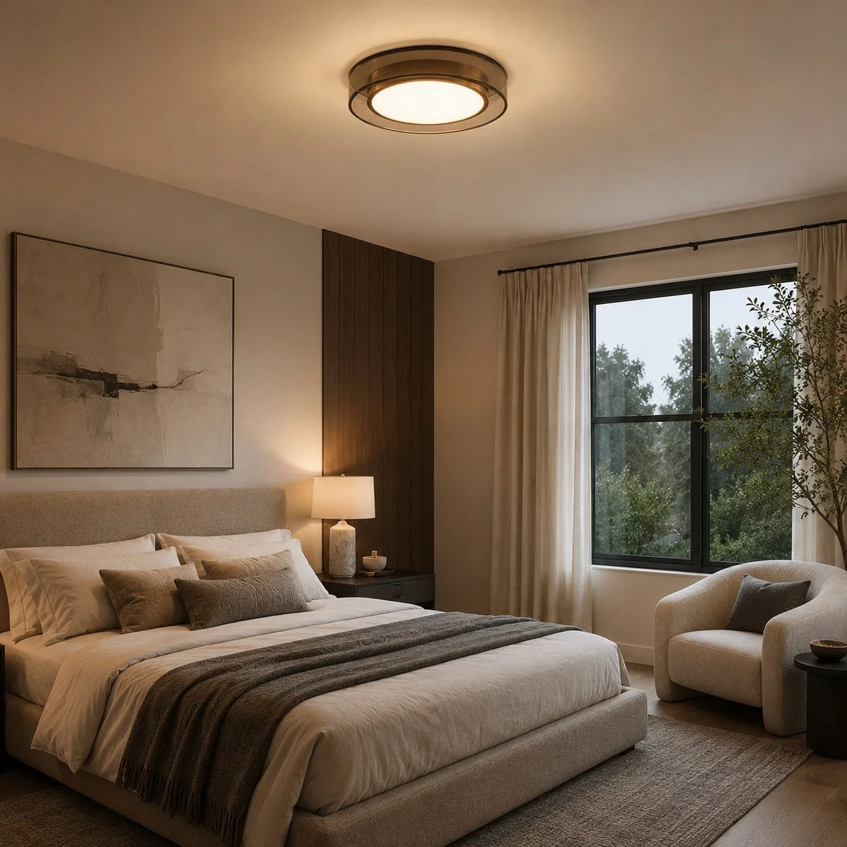 RoyaleGlow Modern Flush Mount LED Ceiling Light with Layered Glass - Royale Basic