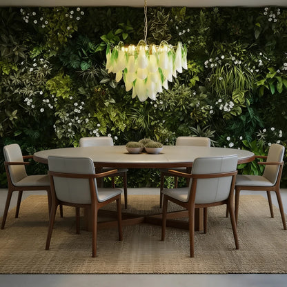 RoyaleGlow Modern Glass Floral Chandelier Brass Hanging Light - Royale Basic