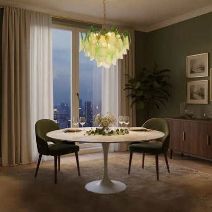 RoyaleGlow Modern Glass Floral Chandelier Brass Hanging Light - Royale Basic