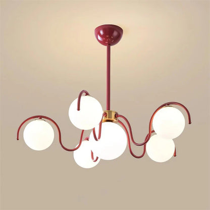RoyaleGlow Modern Glass Globe Chandelier Curved Arm Hanging Light Fixture - Royale Basic