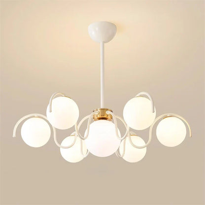 RoyaleGlow Modern Glass Globe Chandelier Curved Arm Hanging Light Fixture - Royale Basic