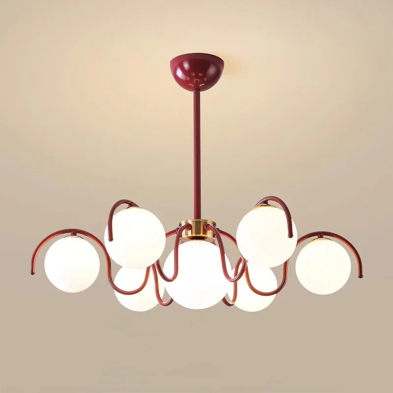 RoyaleGlow Modern Glass Globe Chandelier Curved Arm Hanging Light Fixture - Royale Basic