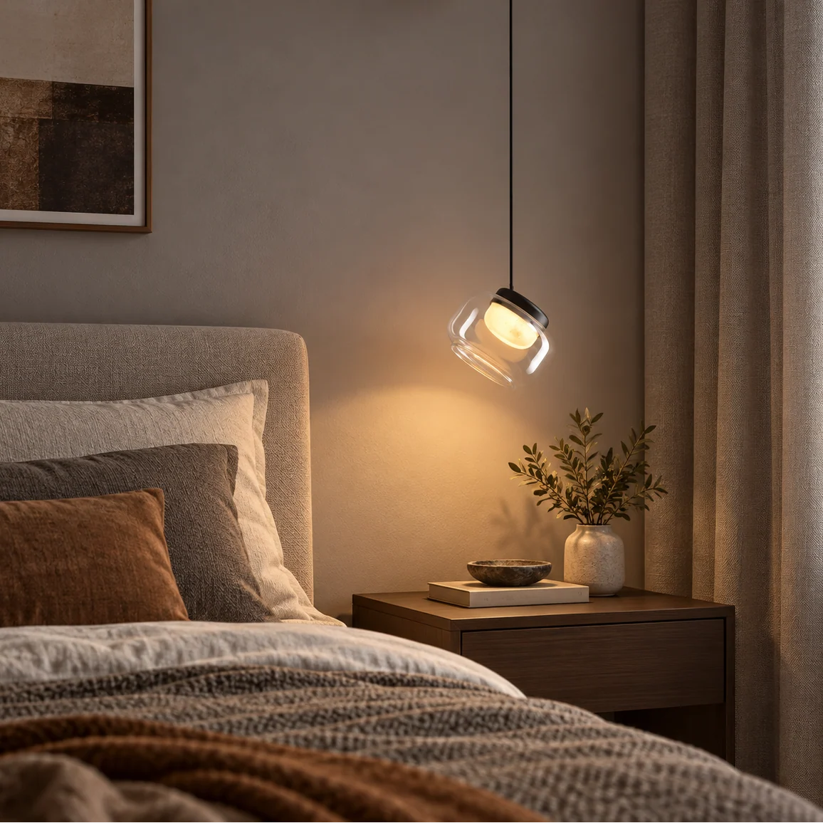 RoyaleGlow Modern Glass Globe Pendant Light Alabaster LED Lamp - Royale Basic