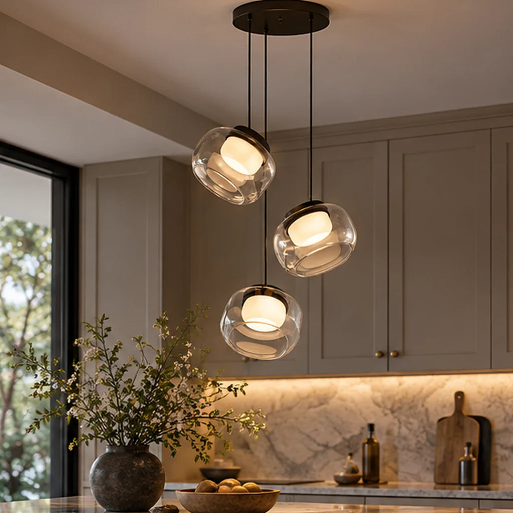 RoyaleGlow Modern Glass Globe Pendant Light Alabaster LED Lamp - Royale Basic