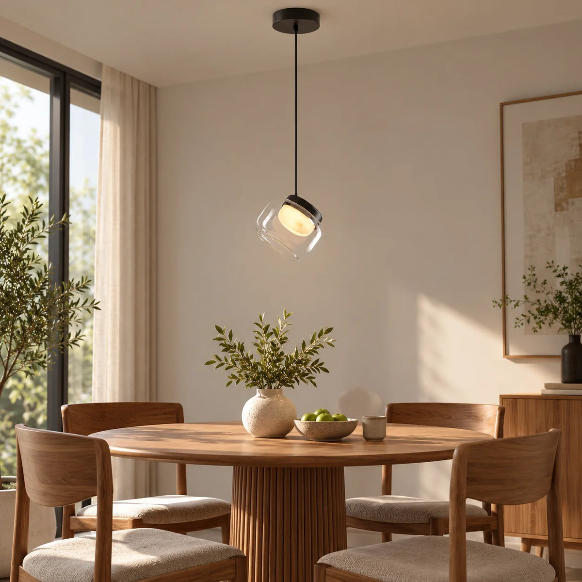 RoyaleGlow Modern Glass Globe Pendant Light Alabaster LED Lamp - Royale Basic