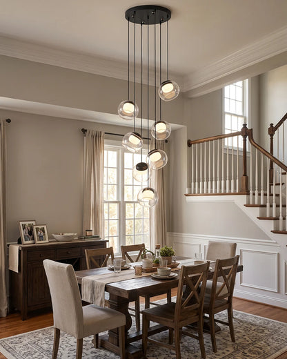 RoyaleGlow Modern Glass Globe Pendant Light Alabaster LED Lamp - Royale Basic