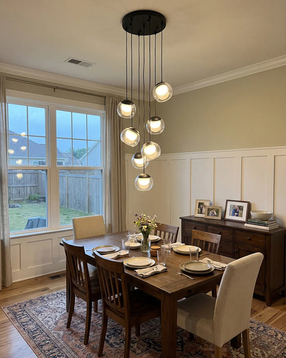 RoyaleGlow Modern Glass Globe Pendant Light Alabaster LED Lamp - Royale Basic