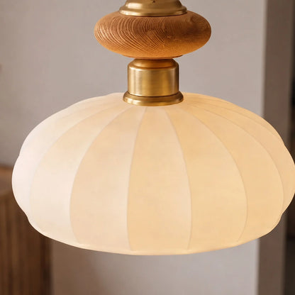 RoyaleGlow Modern Glass Pendant Light Brass And Walnut Kitchen Island Hanging Lamp - Royale Basic