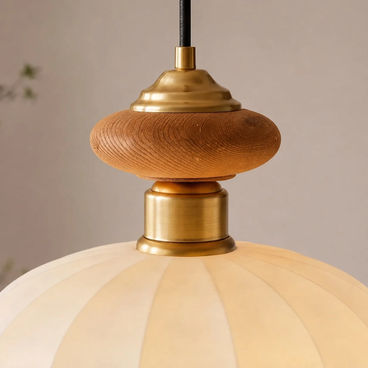 RoyaleGlow Modern Glass Pendant Light Brass And Walnut Kitchen Island Hanging Lamp - Royale Basic