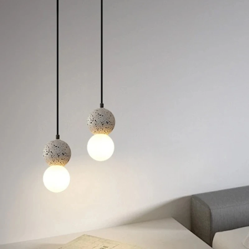 RoyaleGlow Modern Lava Stone & Glass Pendant Light - Black & White Globe Ceiling Lamp-Royale Basic