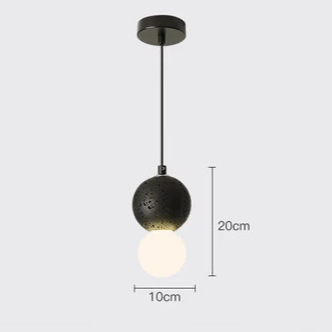 RoyaleGlow Modern Lava Stone & Glass Pendant Light - Black & White Globe Ceiling Lamp-Royale Basic