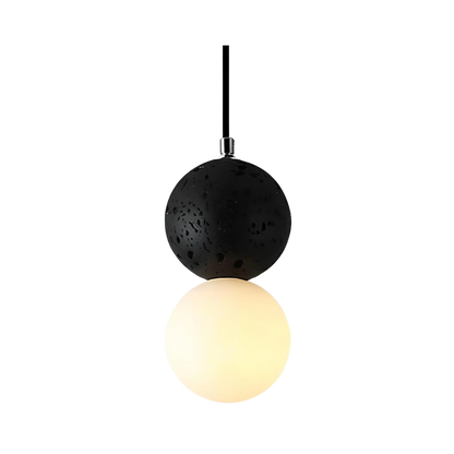 RoyaleGlow Modern Lava Stone & Glass Pendant Light - Black & White Globe Ceiling Lamp-Royale Basic