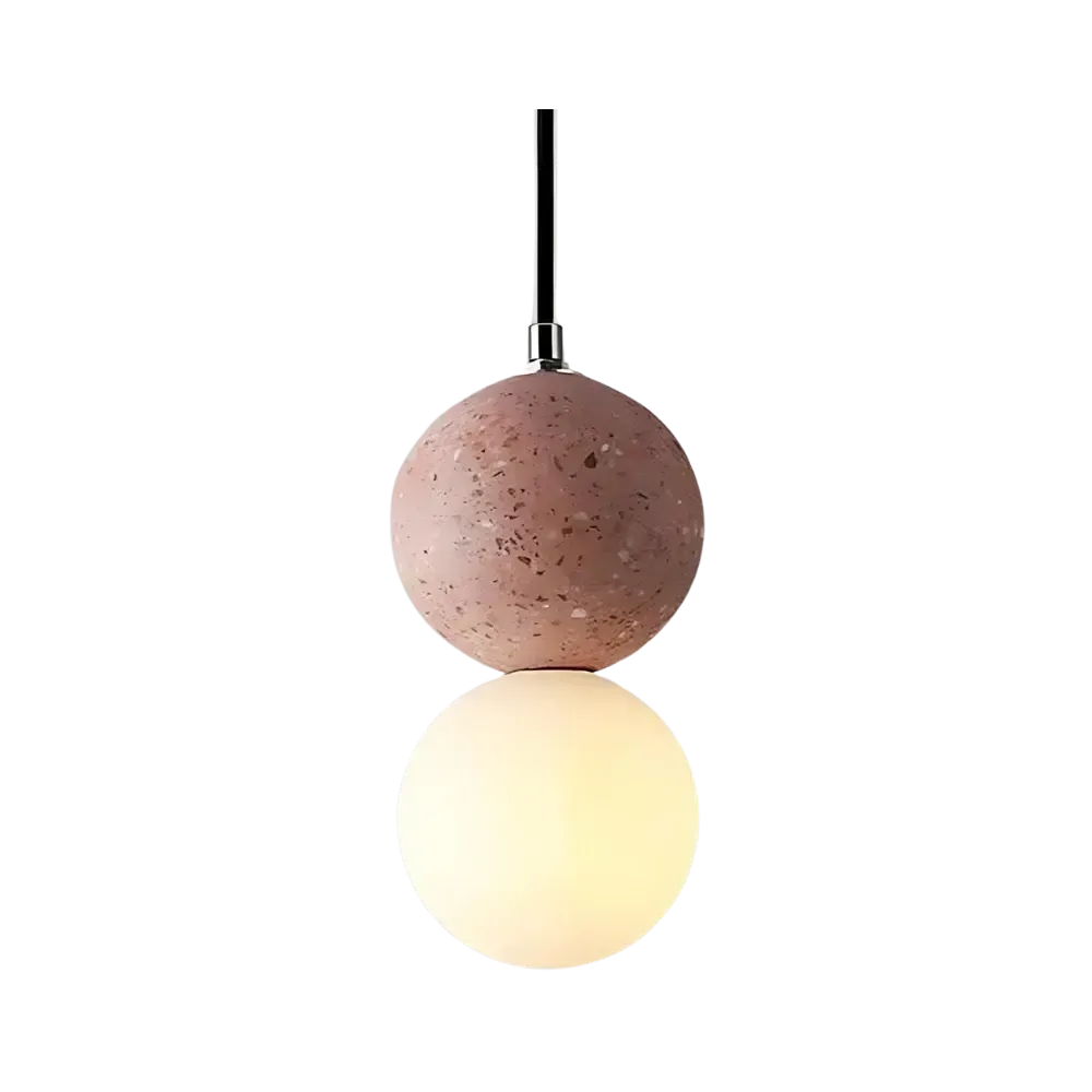 RoyaleGlow Modern Lava Stone & Glass Pendant Light - Black & White Globe Ceiling Lamp-Royale Basic