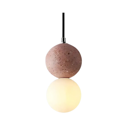 RoyaleGlow Modern Lava Stone & Glass Pendant Light - Black & White Globe Ceiling Lamp-Royale Basic