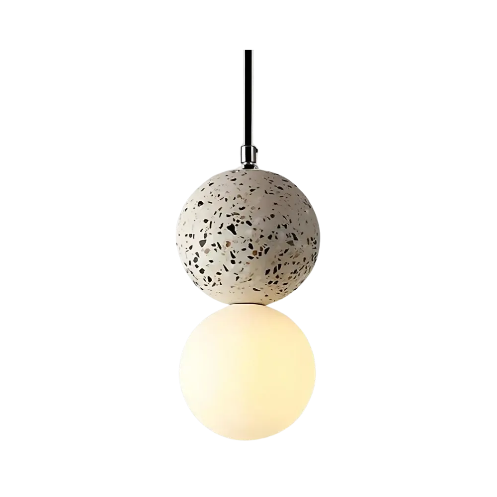 RoyaleGlow Modern Lava Stone & Glass Pendant Light - Black & White Globe Ceiling Lamp-Royale Basic