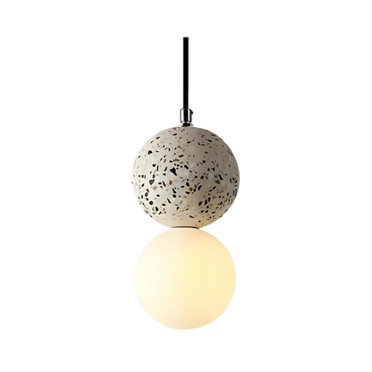RoyaleGlow Modern Lava Stone & Glass Pendant Light - Black & White Globe Ceiling Lamp-Royale Basic
