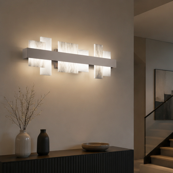 RoyaleGlow Modern LED Alabaster Vanity Sconce for Bathroom Mirror, Luxury Hotel Decor-Royale Basic