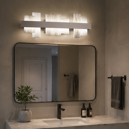 RoyaleGlow Modern LED Alabaster Vanity Sconce for Bathroom Mirror, Luxury Hotel Decor-Royale Basic