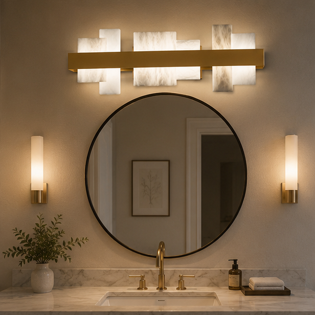 RoyaleGlow Modern LED Alabaster Vanity Sconce for Bathroom Mirror, Luxury Hotel Decor-Royale Basic
